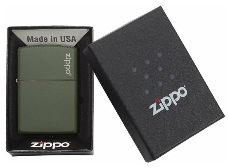 Зажигалка ZIPPO 221ZL Zippo Logo Green Matte - фотография № 5