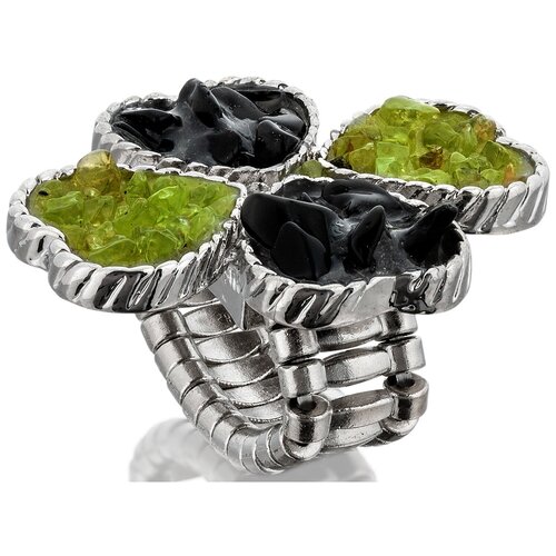 фото Кольцо тенерифе с оливином и обсидианом l'attrice