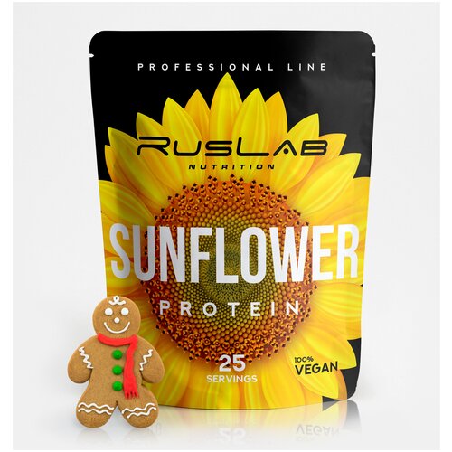 фото Sunflower protein-протеин подсолнечный,растительный протеин,веганский протеин,без гмо (800гр),вкус имбирный пряник ruslabnutrition