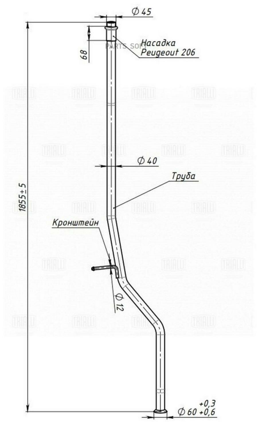 TRIALLI ECP0611 Глушитель средняя часть