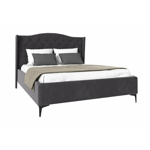 Кровать Флоренция велюр серый 220.5х171х142 см