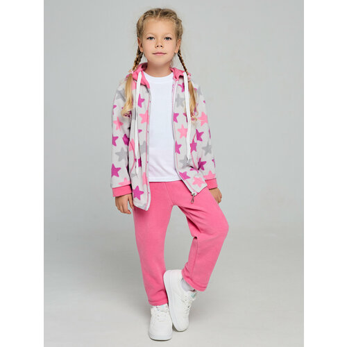 фото Комплект одежды дети в цвете, толстовка и брюки, повседневный стиль, размер 28-104, розовый, серый