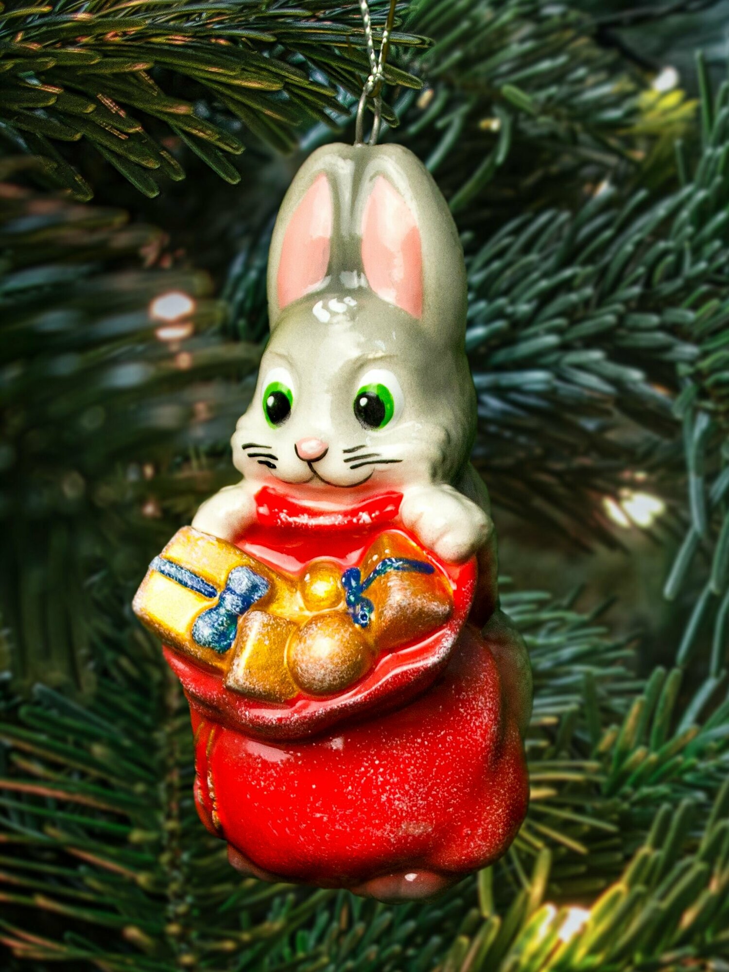 Новогоднее елочное украшение ручная роспись Заяц105 см