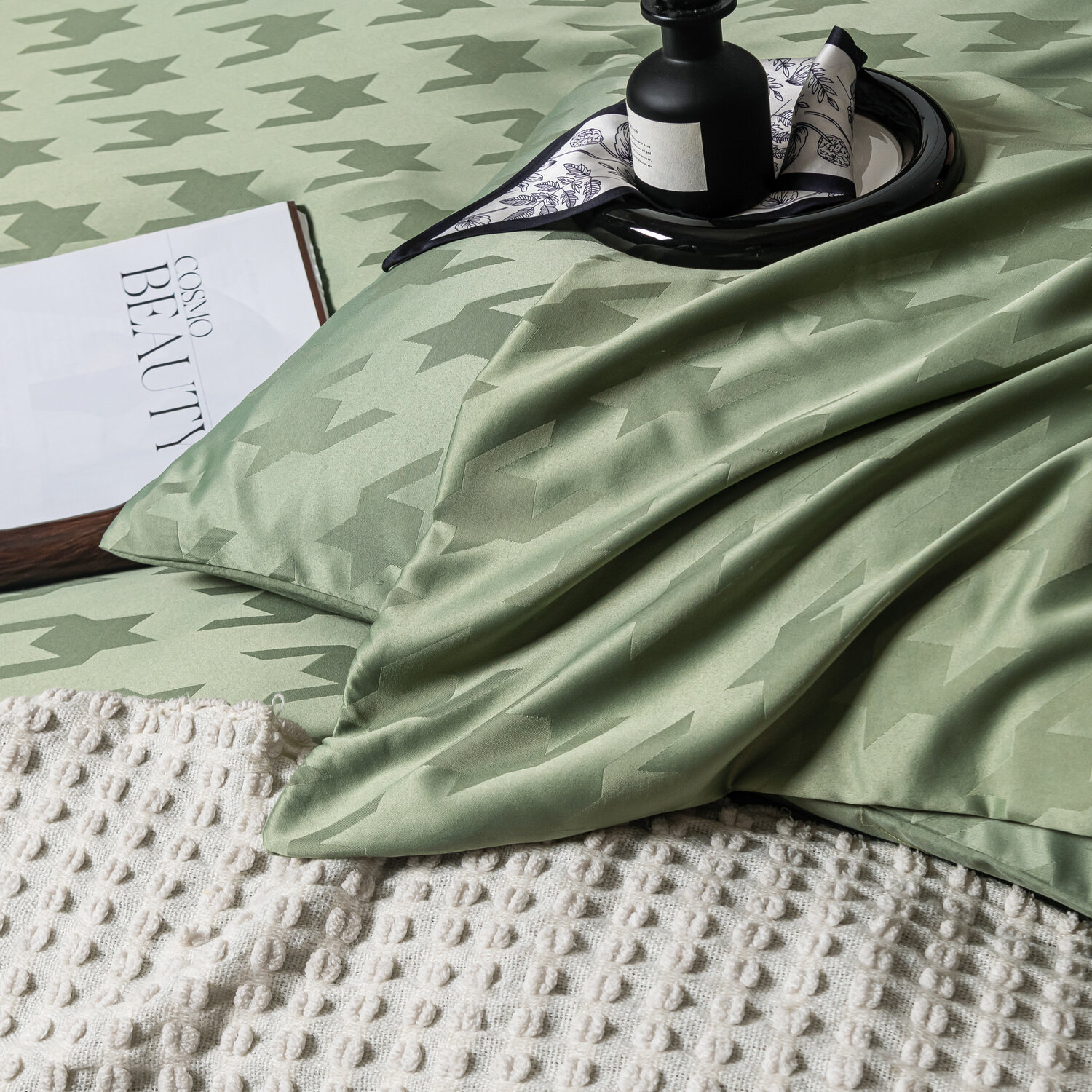 Комплект постельного белья 2 спальный Сатин Жаккард GC004, 70х70 - фотография № 5