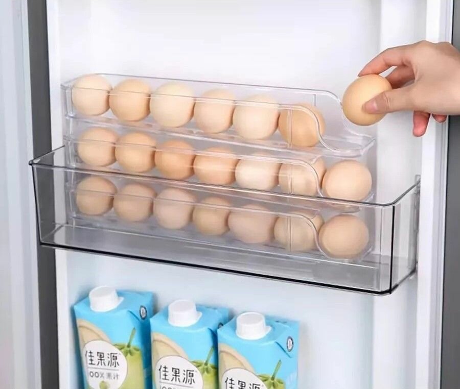 Подставка для яиц. Органайзер для холодильника. Большой лоток на 20шт. Пищевой контейнер хранения куриных яиц на дверь пластиковый категорий С0/С1/С2.