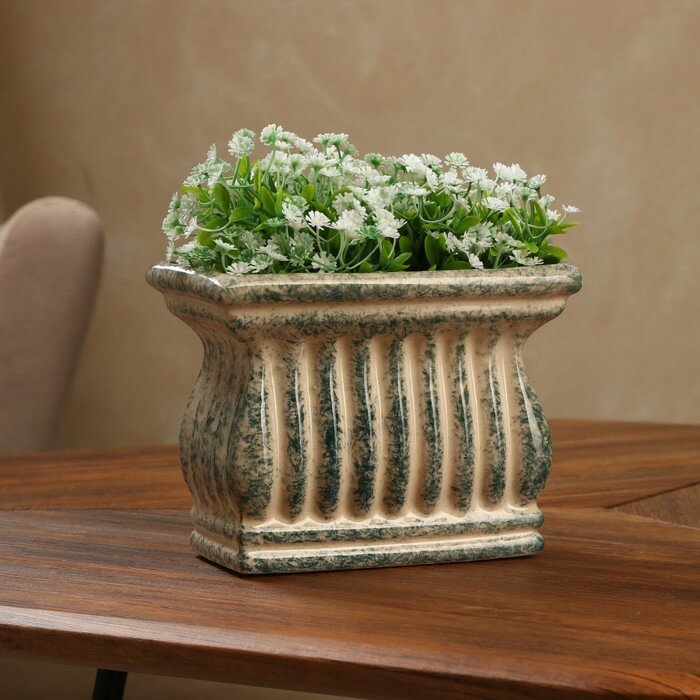 фото Кашпо "Скудетто", керамика, зеленое, среднее, 1л. Иран 9489948