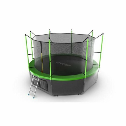 Батут i-Jump 12ft 3,66м с нижней сетью и лестницей (green)