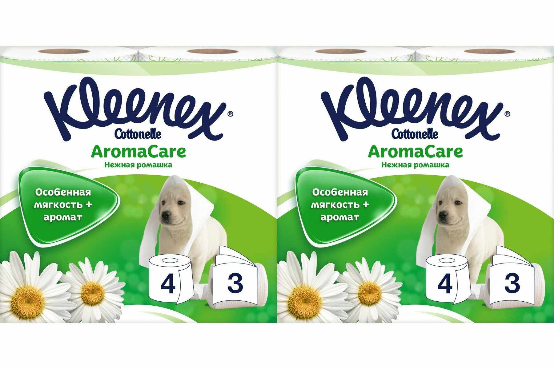 KLEENEX Туалетная бумага 3-хслойная с ароматизированная Нежная ромашка new design, 4 шт, 2 уп