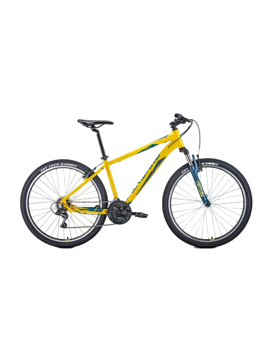 Велосипед взрослый горный Forward Apache 27,5" 1.0 AL 2021 года рама 17" желто-зеленый