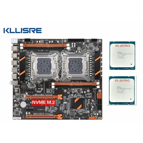 Плата материнская Qiyida X79 DUAL CPU для установки двух процессоров сокет 2011 два процессора INTEl XEON E5-2670 v2 10 ядер 20 потоков каждый 1470000₽