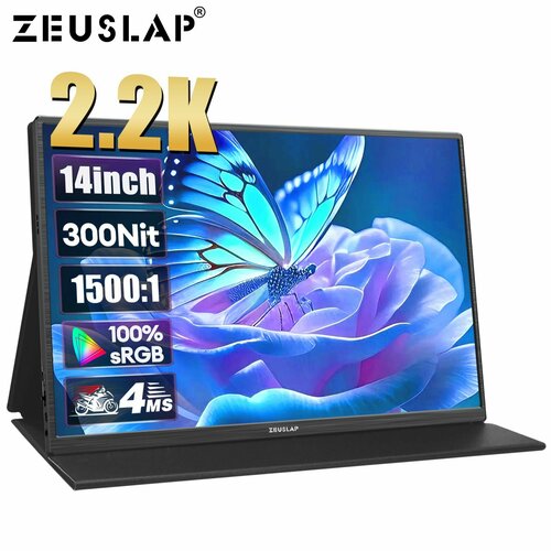 ZEUSLAP Z14K 22K Портативный монитор 14 2240 1400P 16 10 100 sRGB 300Cd m Дорожный монитор для ноутбука Steam Deck PS5 Switch Xbox Расширенный экран 12999₽