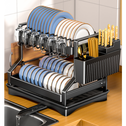 Сушилка для посуды настольная с поддоном и сливом