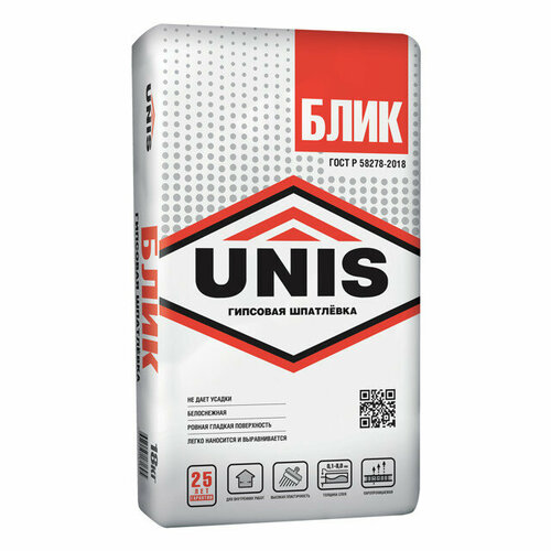 Шпатлевка гипсовая UNIS Блик 18кг арт BLIK-18 4435₽