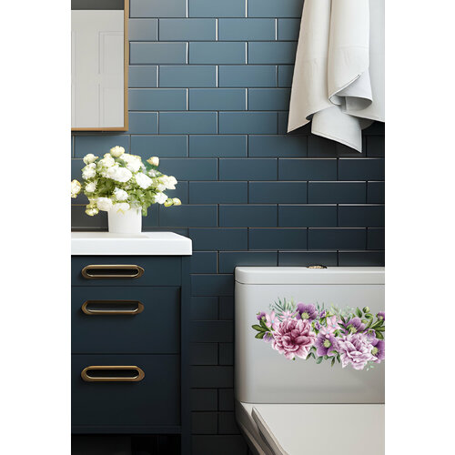 Интерьерная наклейка на унитаз/дверь/кухню в доме и на даче принт цветы