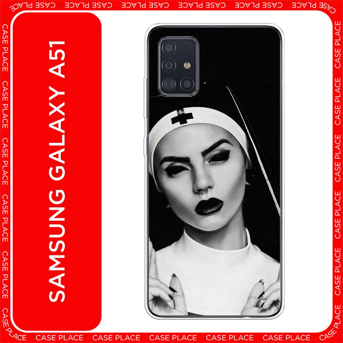 Чехол на Samsung Galaxy A51 / Самсунг Гэлакси А51 с принтом Черная монашка