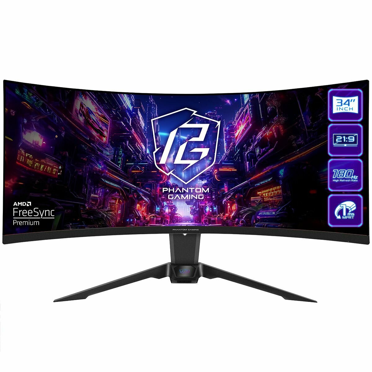 34" Монитор ASRock PG34QRT2B, VA, 3440x1440, 180 Гц