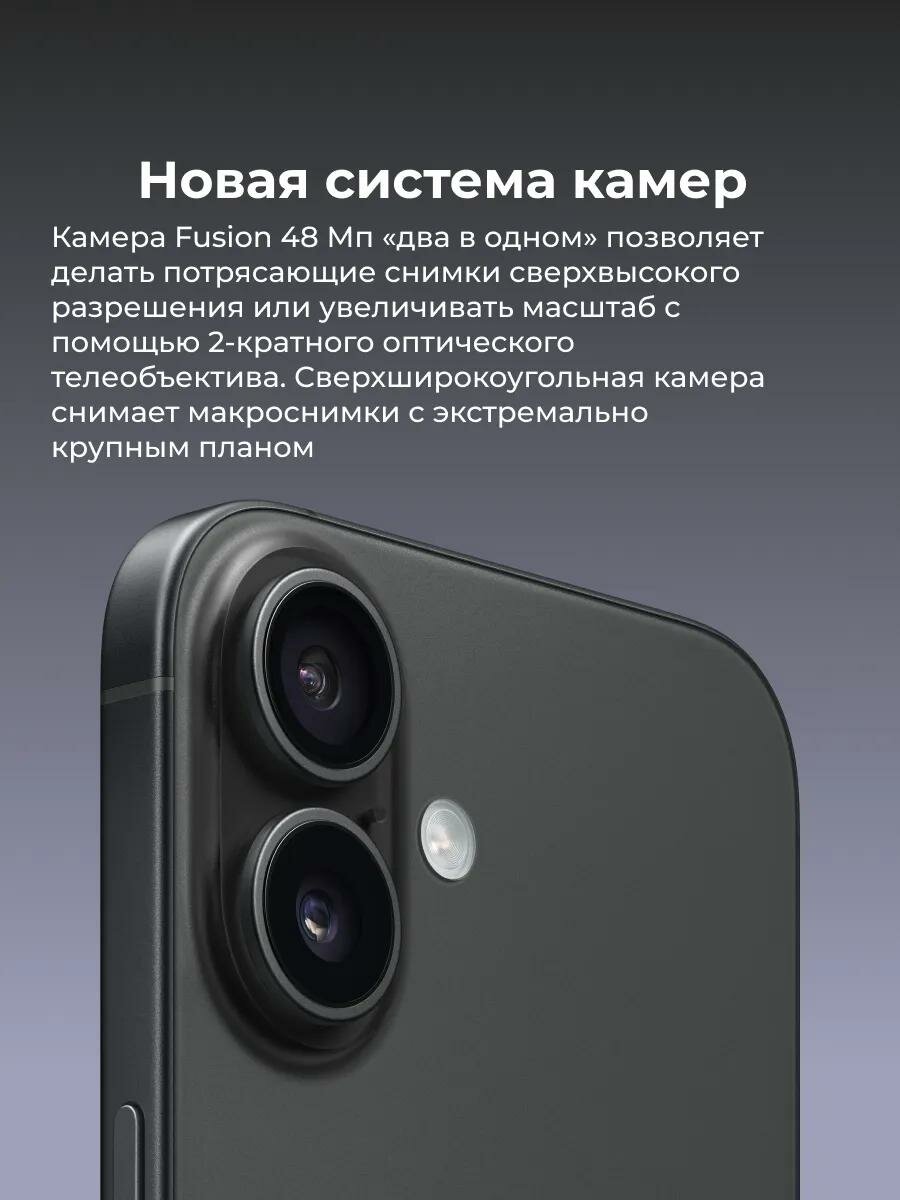 Смартфон Apple iPhone 16 128GB, Black (Черный) Sim+ESim 2024 — фото 1