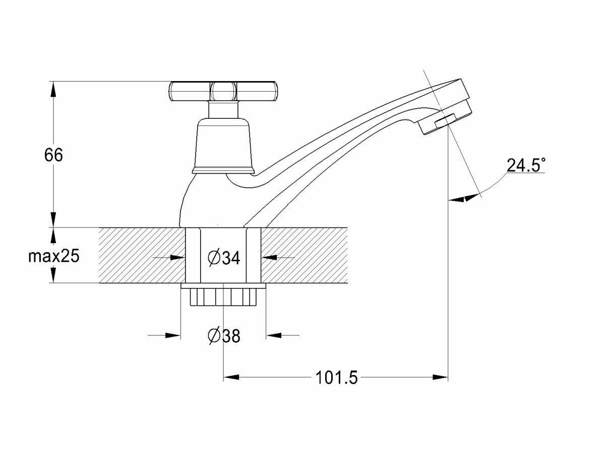 Моно-смеситель для умывальника ECONOCE вентильный серия 600 (EC0602) — фото 1