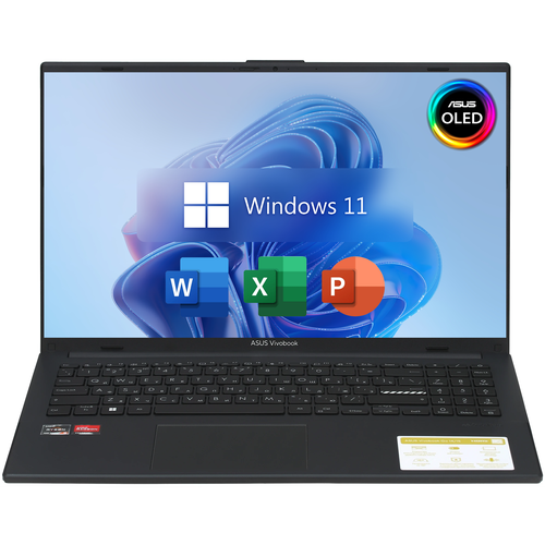 156 Ноутбук ASUS VivoBook Go 15 OLED AMD Ryzen 5 7520U 43 ГГц RAM 16 ГБ LPDDR5 SSD 2 ТБ AMD Radeon 610M Windows 11 Pro Office 2021 Pro Plus Word Excel PowerPoint Русская раскладка Подсветка клавиатуры 84406₽
