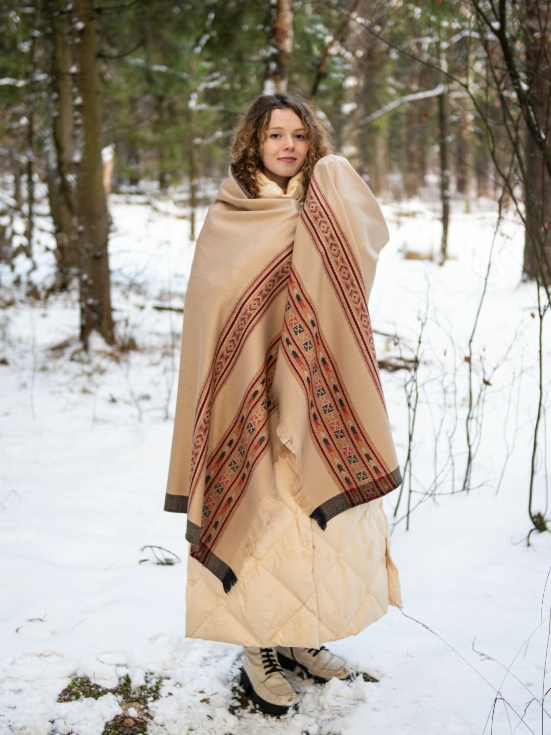 Шаль Ариаварта Базовая коллекция для женщин,210х98 см, песочный — фото 1