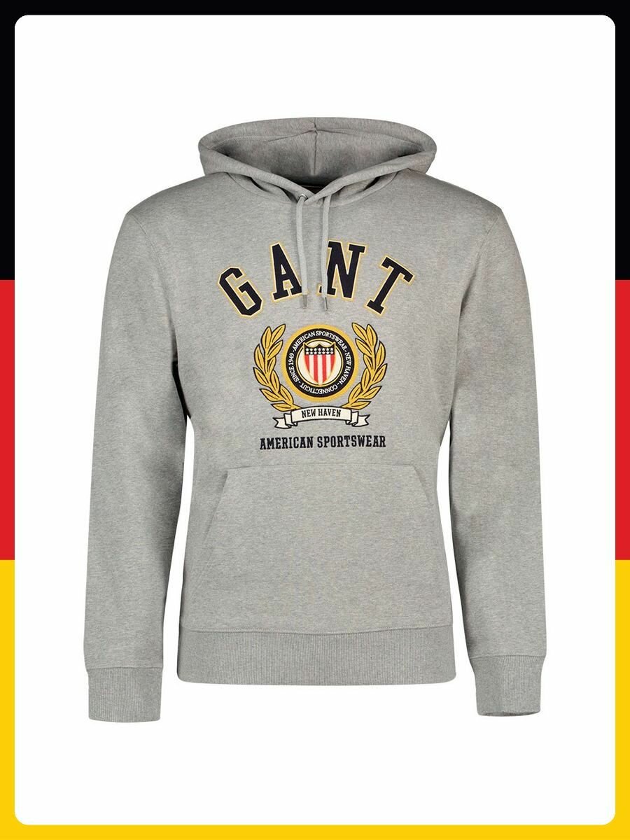 Худи спортивное GANT, размер -S, , серый