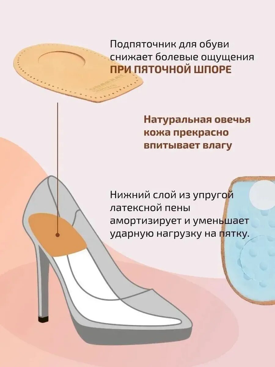 Изображение Полустельки кожаные под пятку, универсальные 2 шт для туфлей