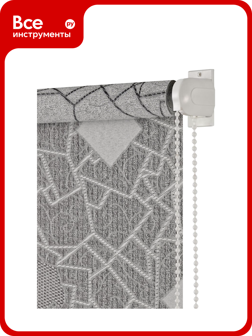 Рулонная штора ПраймДекор Геометрия миниролло серебристо-серый 98х170 см 42098125