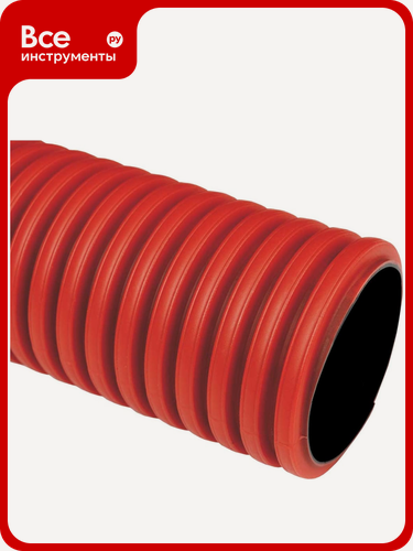 Изображение товара Труба гибкая KOPOS красная с протяжкой и соединительной муфтой, гофрированная из ПНД для механической защиты