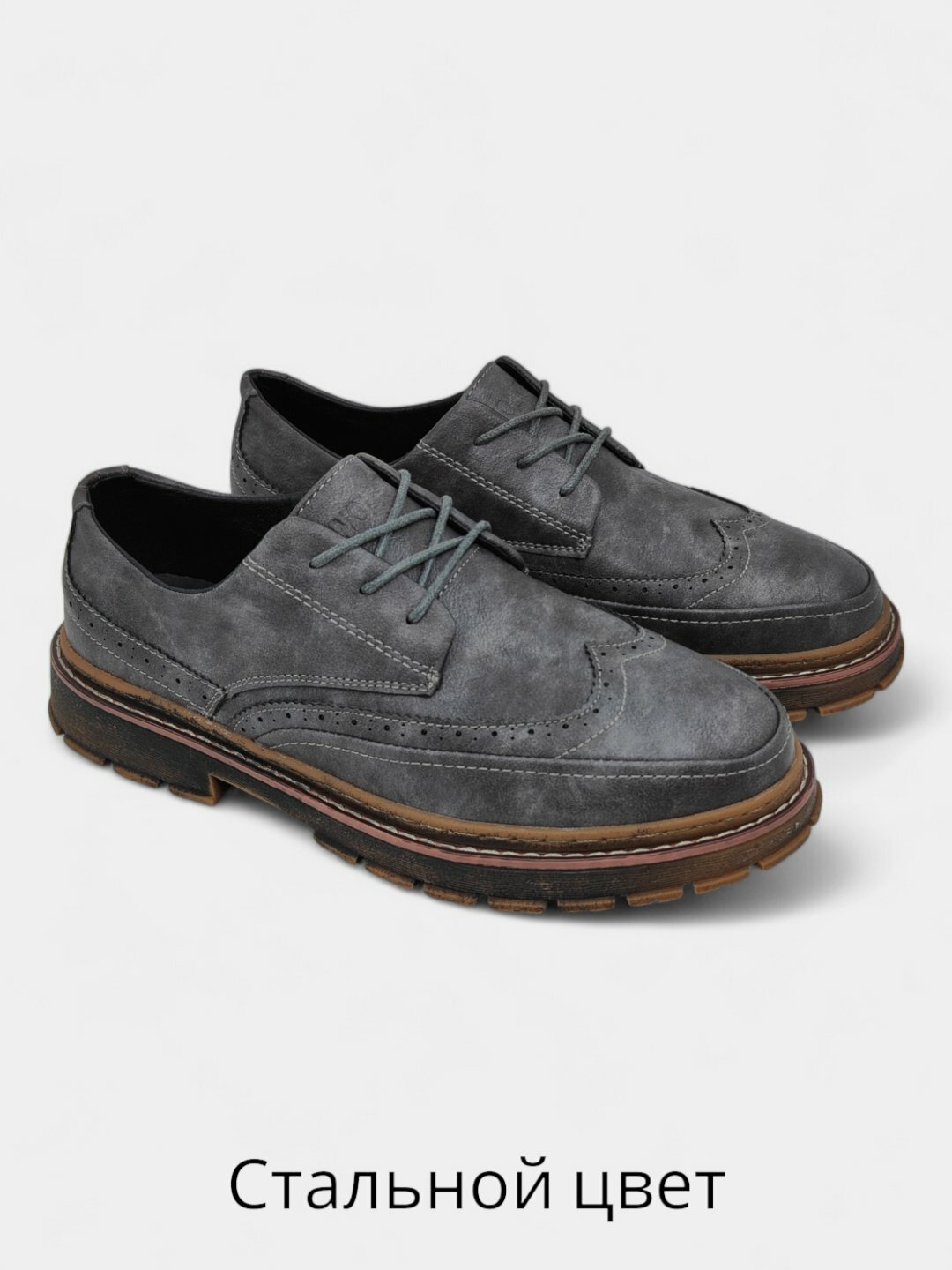 Лоферы  Туфли мужские Solid Step, из экокожи, водонепроницаемые, размер 38 39 40 41 42 43, бордовый, коричневый, черный, серебряный, красный, оранжевый, серый — фото 1