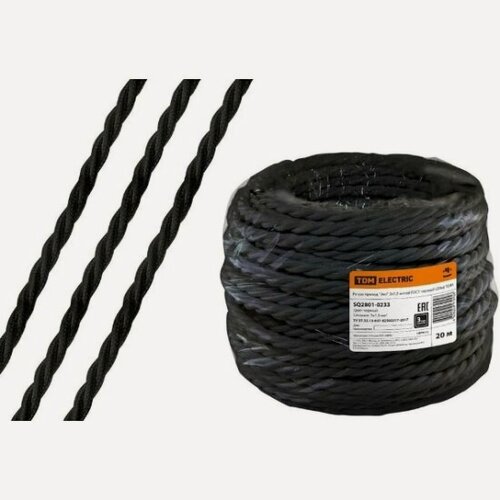 Изображение товара Провод ретро Tdm Electric "Эко" 2х1,5 витой ГОСТ черный (20м), SQ2801-0231