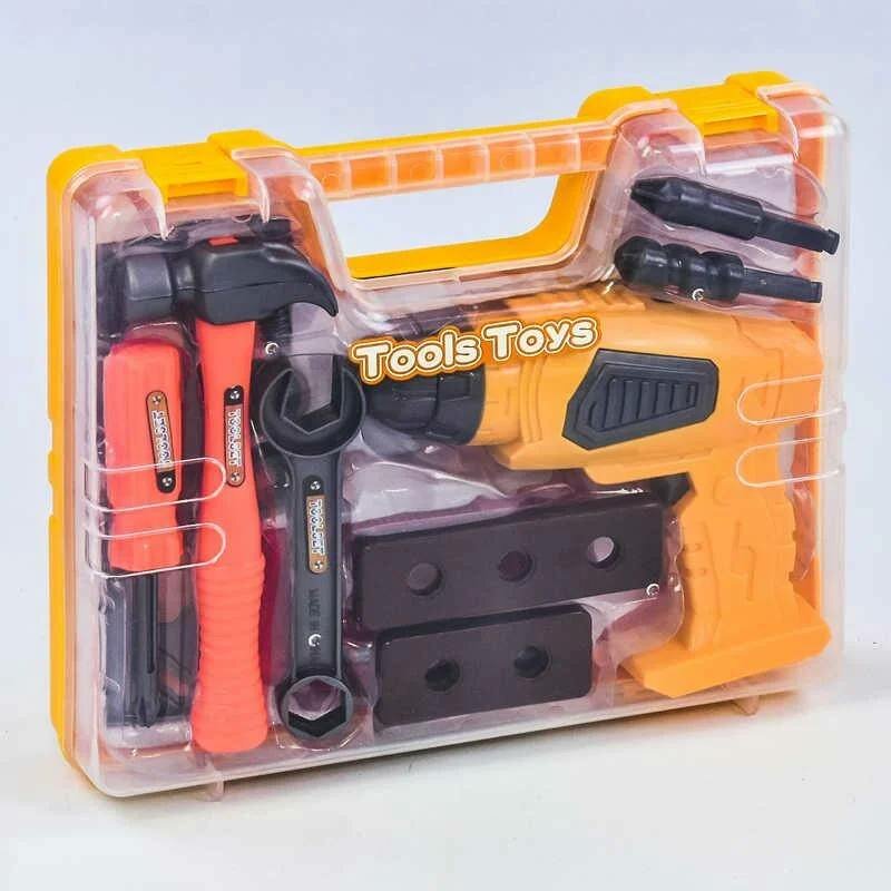 Детский набор инструментов с вращающейся дрелью чемоданчике с ручкой — фото 1