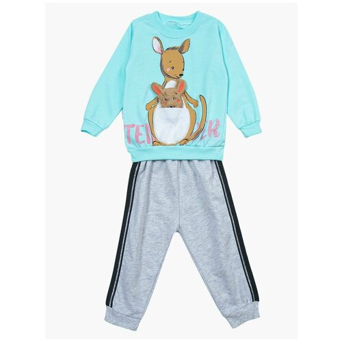Комплект одежды для девочки Eymus: свитшот и штаны, домашний комплект, лонслив в садик, 1 - 3 года, 98-104, мятный