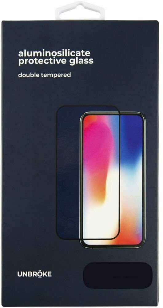 Защитное стекло UNBROKE для Apple iPhone 12 Pro Max, защита динамика, Full Glue, черная рамка - фото №2