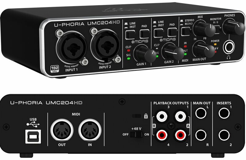 Аудиоинтерфейс Behringer U-PHORIA UMC204HD