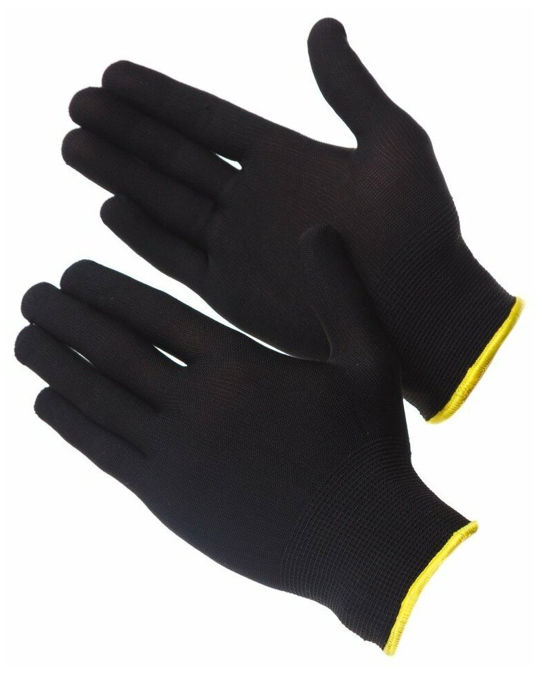 Нейлоновые перчатки черного цвета Gward Touch Black размер 9 L 12 пар