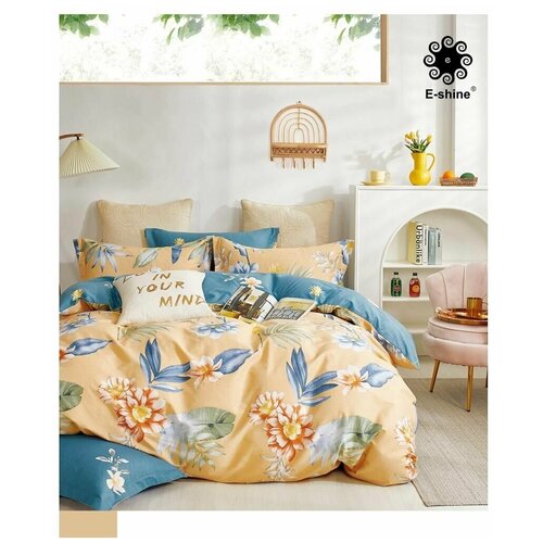 Комплект постельного белья E-shine, Сатин, 1,5 спальный, наволочки 70x70 (2 шт)