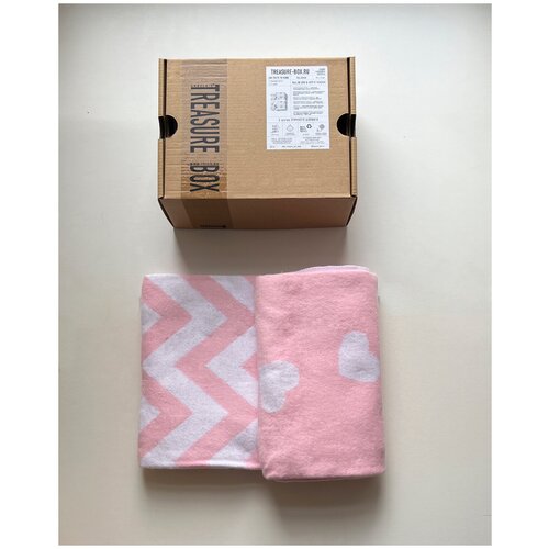 Комплект из 2 шт, одеяло байковое детское, для новорожденных, 100 х 118 см, 100% хлопок, гипоаллергенно, в подарочной коробке крафт