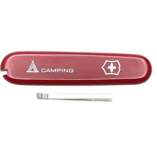 Передняя накладка красная Camping для ножей VICTORINOX 91 мм + пинцет серый