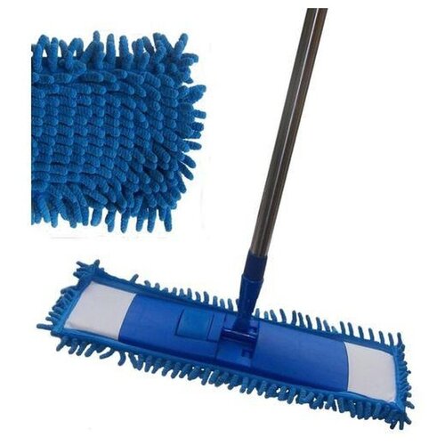 P 045А Плоская швабра (насадка синяя вермишелька, микрофибра)
