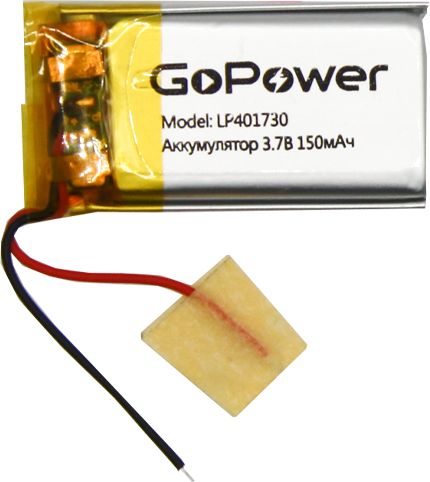 Аккумулятор Li-Pol GoPower LP401730 (00-00019588) Аккумулятор Li-Pol GoPower LP401730 PK1 3.7V 150mAh (1/10/250) 00-00019588