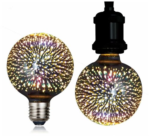 Светодиодная декоративная лампа 3D Фейверк, 4W, RGB, E27, G125