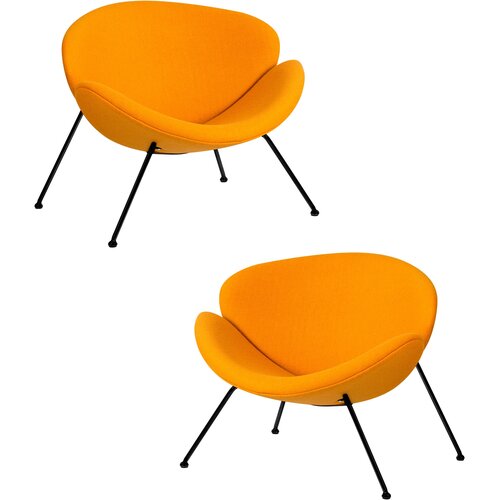 Набор 2 шт. Кресло дизайнерское DOBRIN EMILY, LMO-72, желтая ткань AF13, черное основание