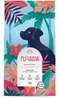 FLORIDA сухой корм для щенков средних пород с ягненком и грушей (14 кг)