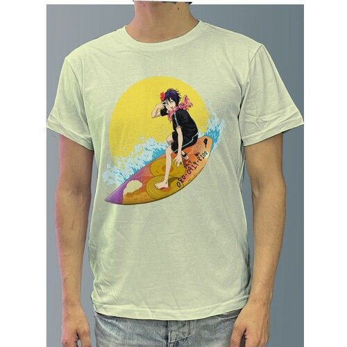 фото Футболка мужская белая молочный оттенок из хлопка с dtf рисунком аниме бездомный бог - 1031 будь на стиле