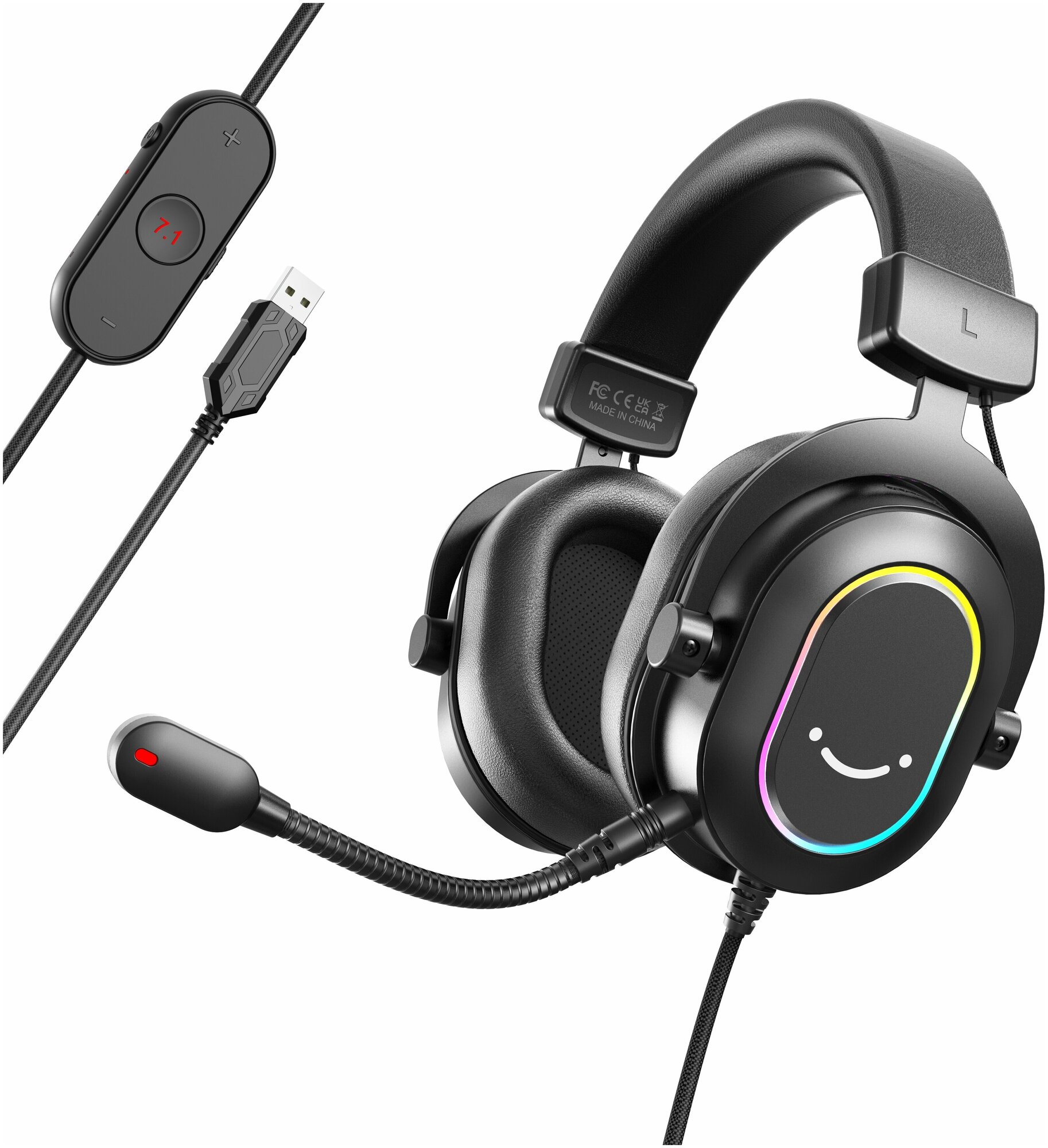 Игровая гарнитура Fifine Ampligame H6 Gaming Headsets (полноразмерные игровые наушники, гарнитура для PC, PS, XBOX, с RGB подсветкой, Black)