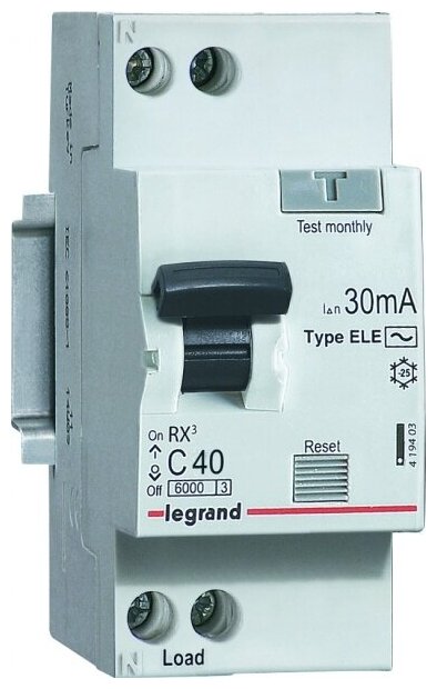 Выключатель автоматический дифференциальный RX3 1п+N 20А C 30мА тип AC | код. 419400 | legrand (2шт. в упак.)