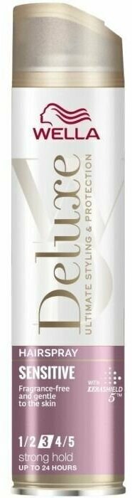 фото Лак для волос Wella Deluxe Sensitive Strong сильной фиксации 24ч 250 мл (Из Финляндии)