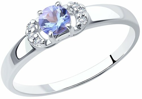 Кольцо Diamant online, серебро, 925 проба, фианит, танзанит, размер 18, фиолетовый