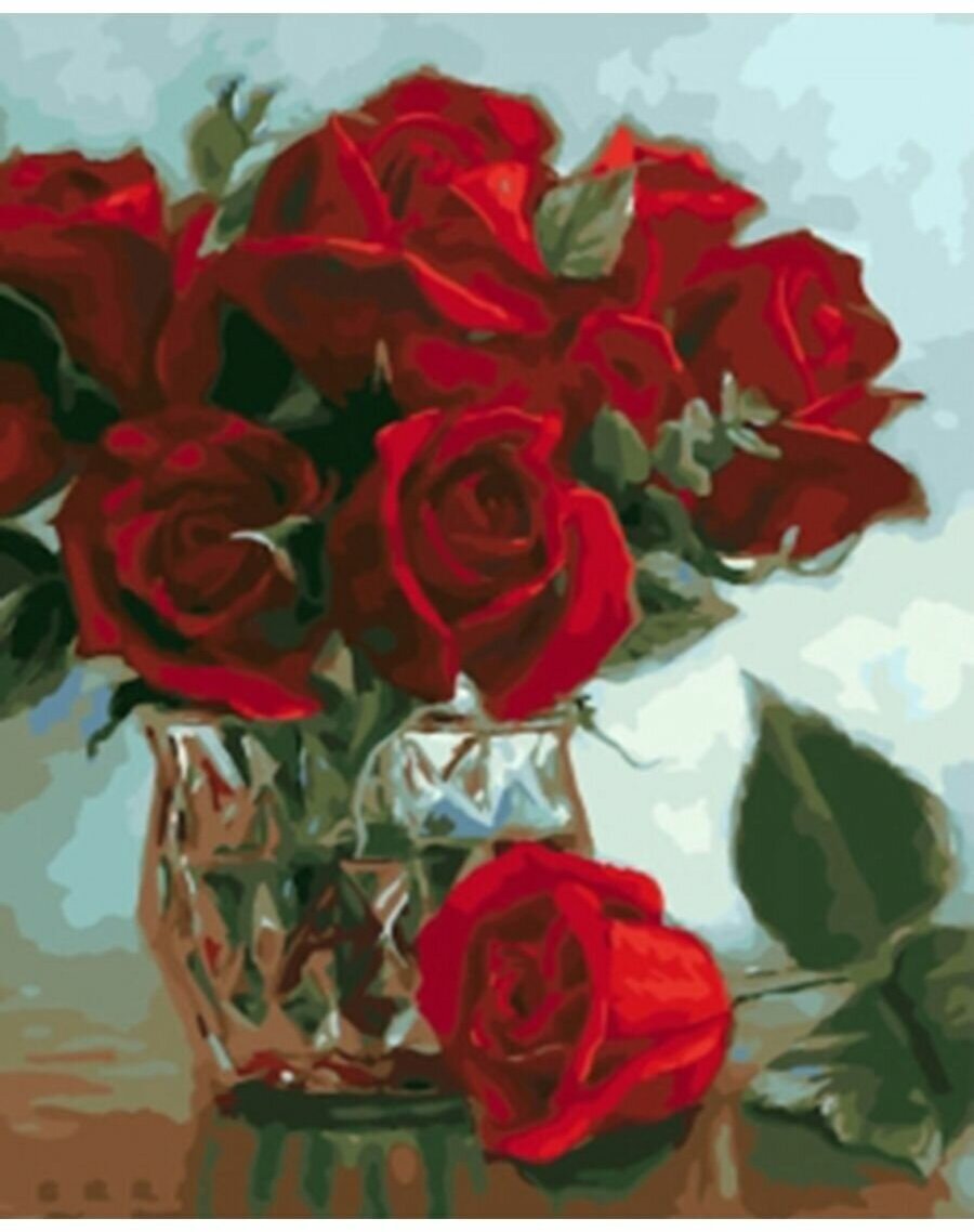 Картина по номерам Бархат красных роз 40х50 см Art Hobby Home