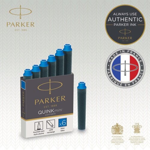 Картридж Parker Quink Z17 Mini (CW1950409) синие чернила для ручек перьевых (6шт) картридж parker quink ink z11 1950385 черный синие чернила для ручек перьевых 5шт